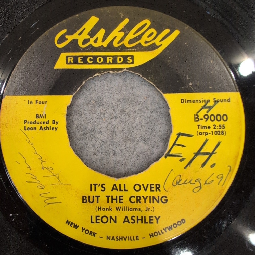 Leon Ashley It's All Over But The Crying 45 RPM B-9000 - Picture 1 of 3